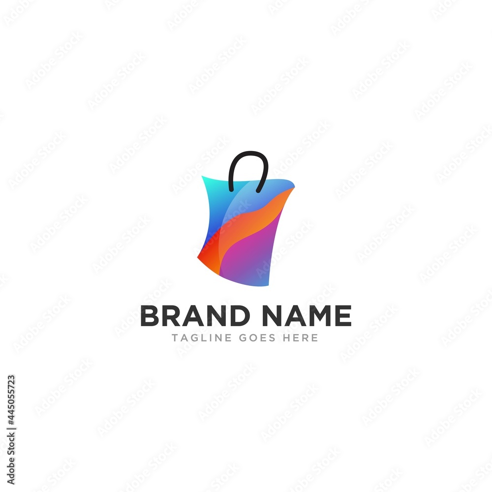 Shopping bag logo design for online shop.