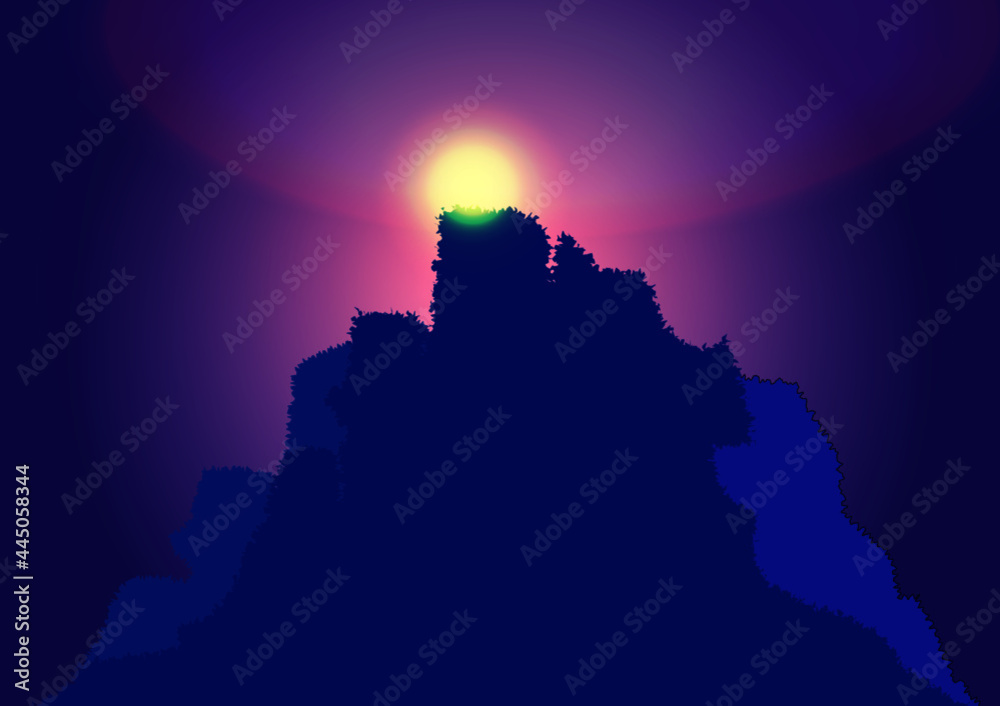 silhouette of castle on the sunset