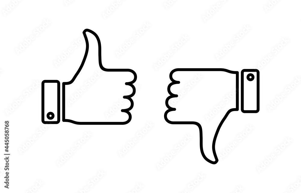 Like and dislike icon vector. Thumbs up and thumbs down icon vector. Hand like and dislike Like and dislike icon vector. Thumbs up and thumbs down icon vector. Hand like and dislike