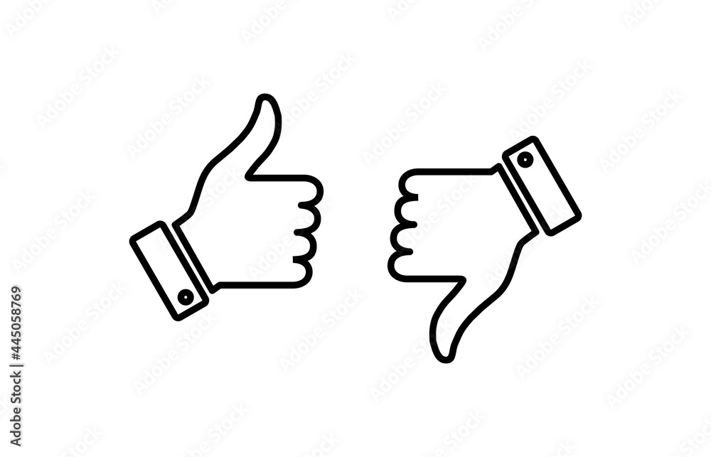Like and dislike icon vector. Thumbs up and thumbs down icon vector. Hand like and dislike