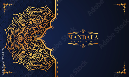 Luxury mandala background with golden arabesque pattern Arabic Islamic east style. Decorative mandala for print, poster, cover, brochure, flyer, banner, and your desired ideas. Mandala for Henna.