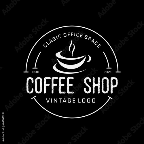 Coffee Cup Stamp for Cafe Label Emblem Sticker logo design