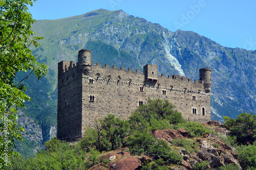 Chatillon, Aosta Valley, Italy - The mediaval stones castle of Ussel.