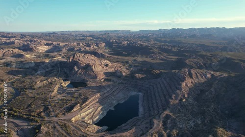 Old open pit uranium mine. Aerial view. photo