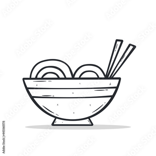 Hand drawn Noodle icon Design Template. vector sketch doodle illustration. Outline style.Perfect for food concepts, diet infographics, icons or web design, street restaurants menu