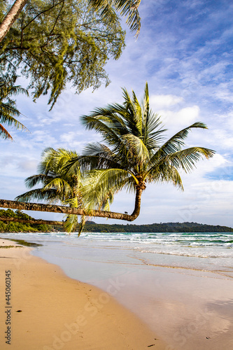 Klong Chao beach and its Double Palm Trees in koh Kood, Trat, Thailand