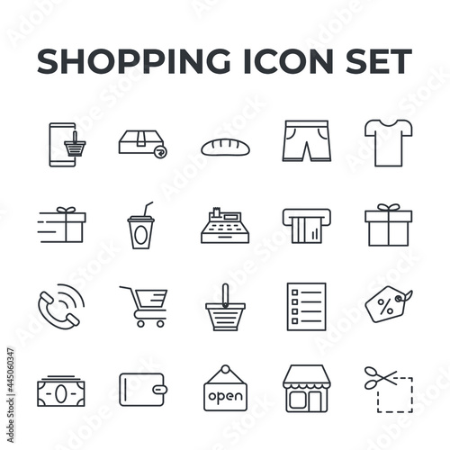 shopping set icon, isolated shopping set sign icon, vector illustration