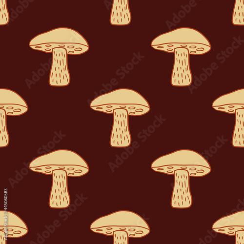 Seamless pattern with hand drawn Leccinum scabrum mushroom ornament.