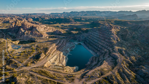Old open pit uranium mine. Aerial view. photo