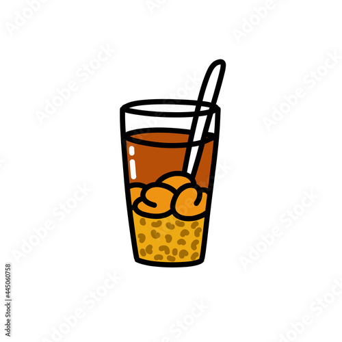 mote con huesillo doodle icon, chilean traditional drink, vector color line illustration photo