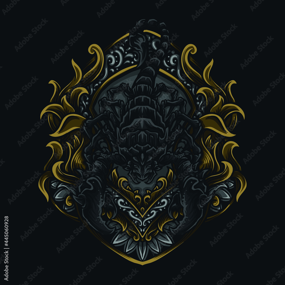 artwork illustration and t shirt design scorpion engraving ornament artwork illustration and t shirt design scorpion engraving ornament