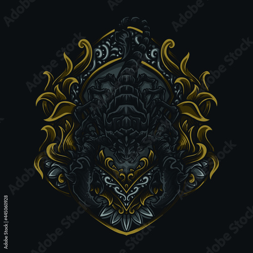 artwork illustration and t shirt design scorpion engraving ornament