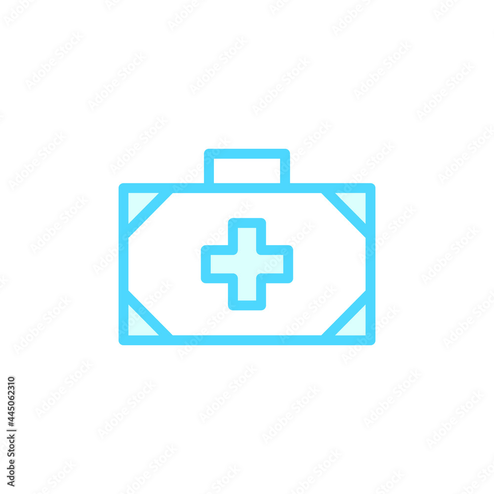 Fototapeta premium Illustration Vector graphic of medical kit bag icon. Fit for emergency, help, first aid etc.