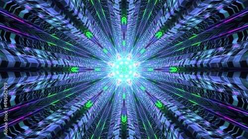 An abstract background design with seamless patterns and lights turning from blue to greenin motion photo