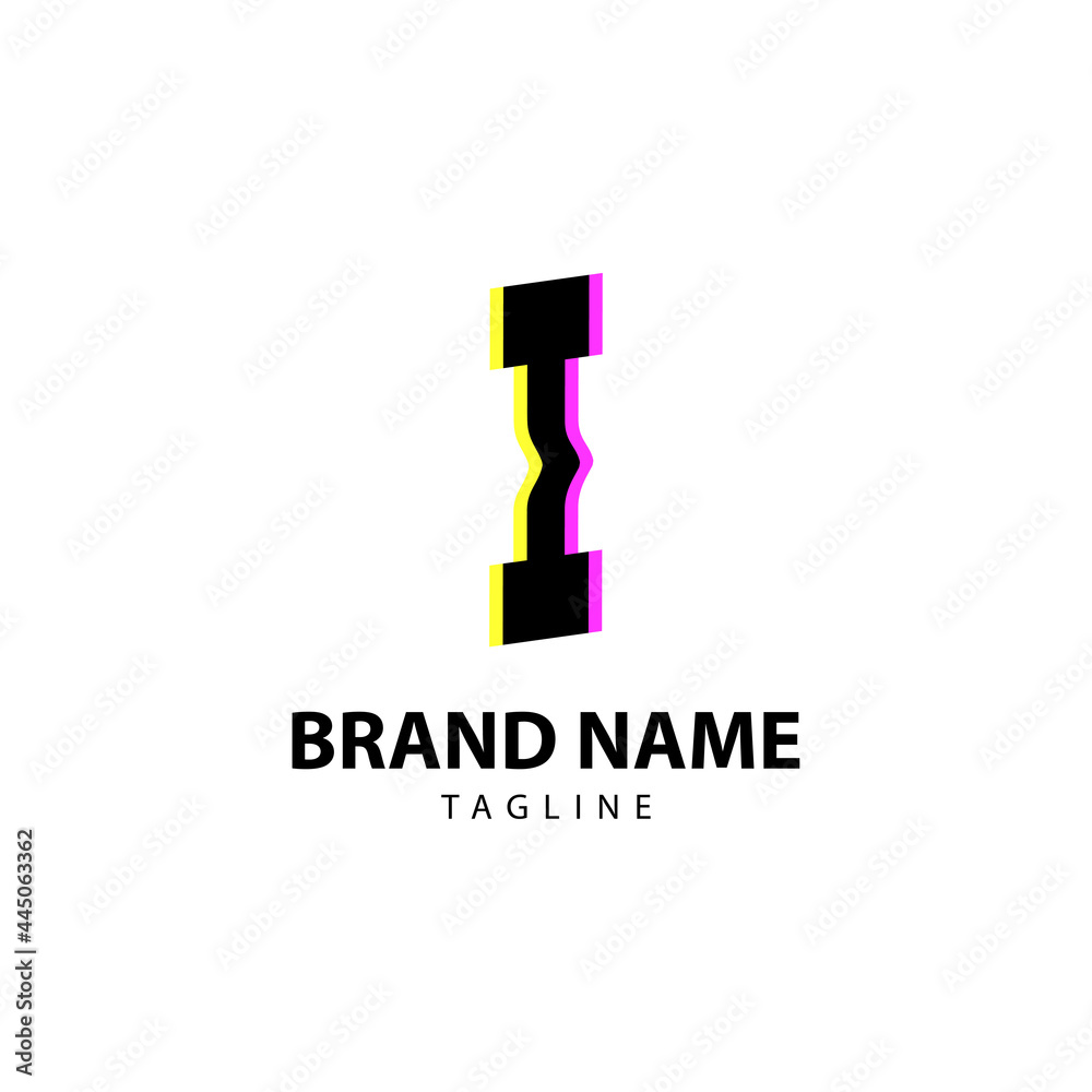 letter I bright glitch for creative brand, fun, playful and innovative vector logo design letter I bright glitch for creative brand, fun, playful and innovative vector logo design