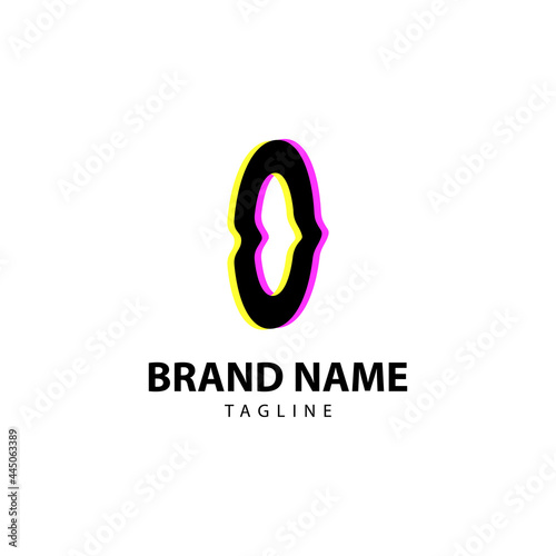 letter O bright glitch for creative brand, fun, playful and innovative vector logo design