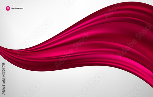 Abstract vector flying wave silk or satin fabric on white background for grand opening ceremony or other occasion