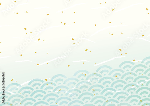 水彩青海波の和柄背景