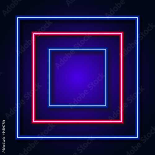 Abstract background with Neon light circle frame on background. Vector illustration