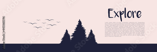 web banner template with pine tree vector illustration for web banner, banner background and web banner template 