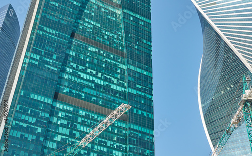 Canvas Print moscow city skyscraper with crane
