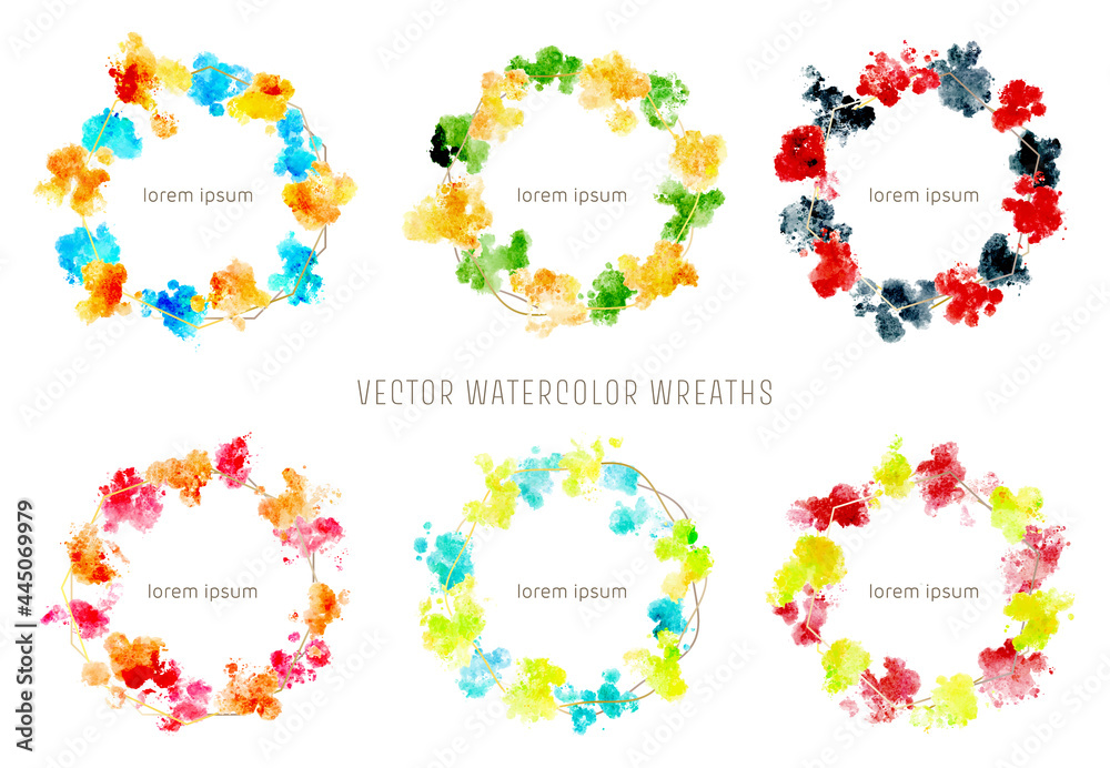 watercolor splatter wreath set