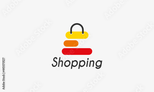 E letter shopping logo design template, Shopping Cart vector illustration