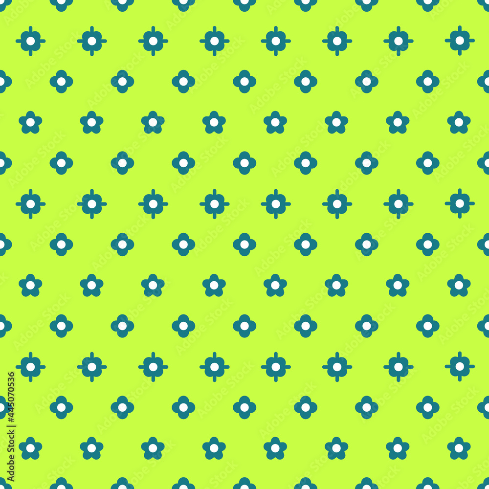 design pattern Sweet and cute seamless of tiny flowers isolated on green background. Suitable for wrapping paper, wallpaper, fabric