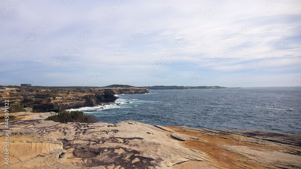Sandstone Cliff Top Looking over the ocean at Cape Solander in Botany Kamay Bay National Park on Cape Baliy Track
