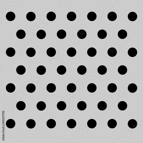 Peg board with round holes. Grey peg board perforated texture background for working bench tools. Vector illustration.