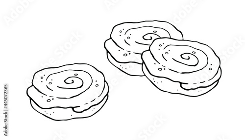 Buns with icing and cinnamon. Vector logo illustration on a white background. 