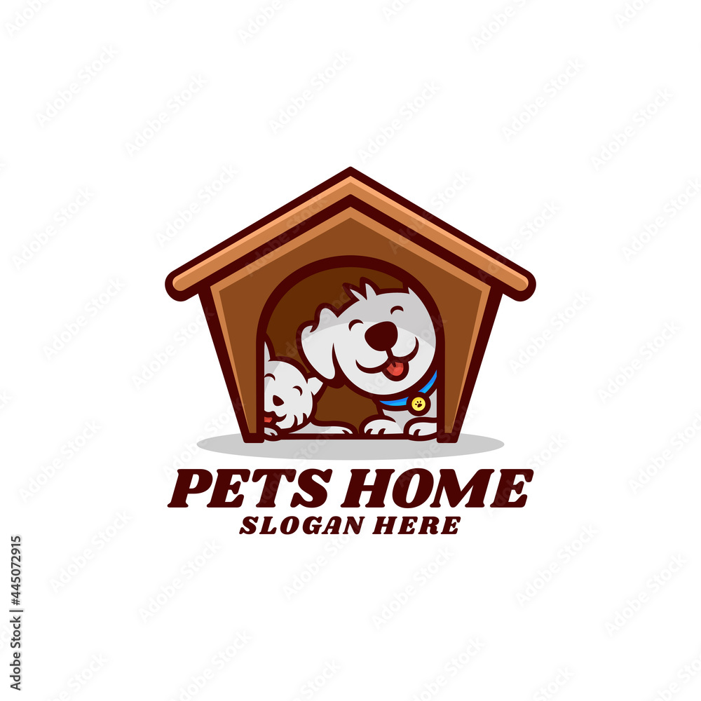 Vector Logo Illustration Pets Home Mascot Cartoon Style. Vector Logo Illustration Pets Home Mascot Cartoon Style.