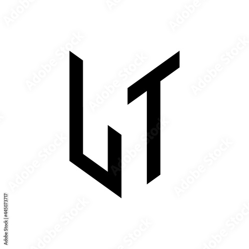 initial letters monogram logo black LT