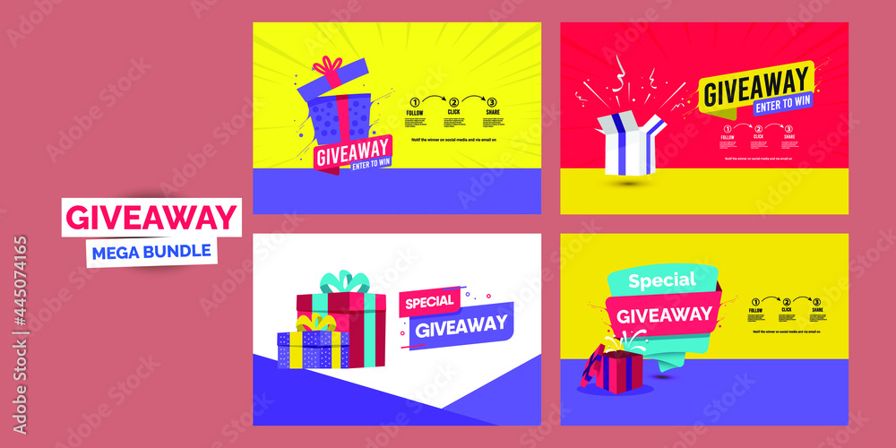 Giveaway banner design bundle. Gift banners template.