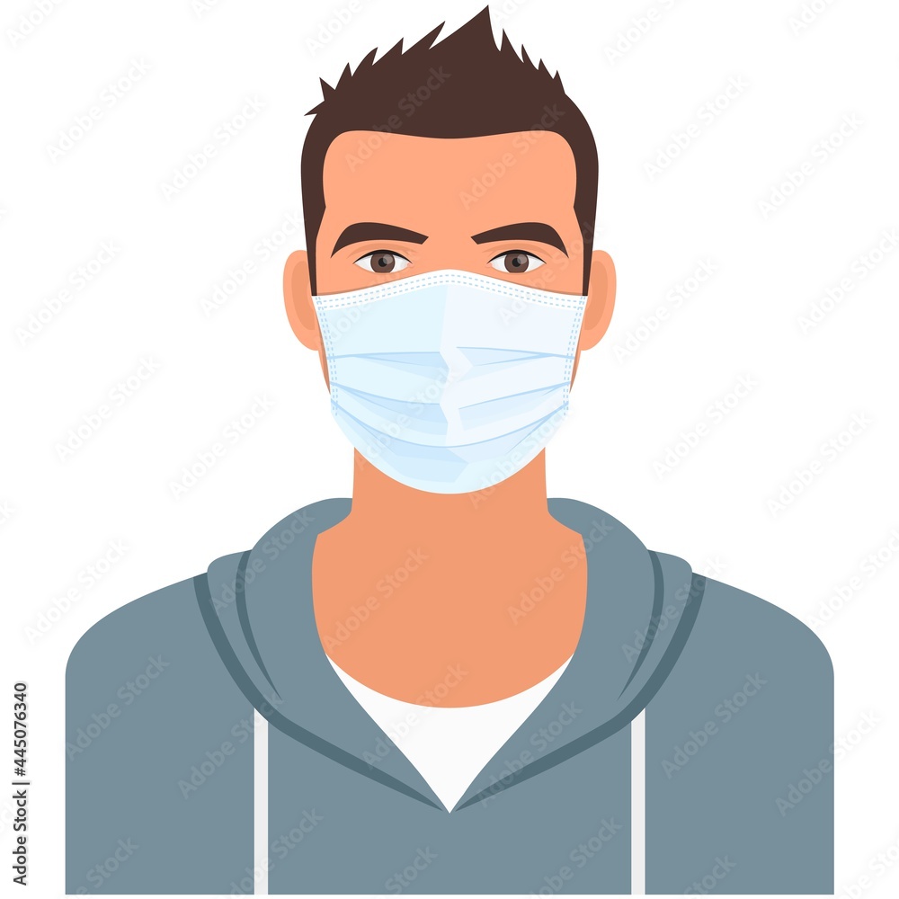 Man in medical mask for coronavirus or air pollution protection