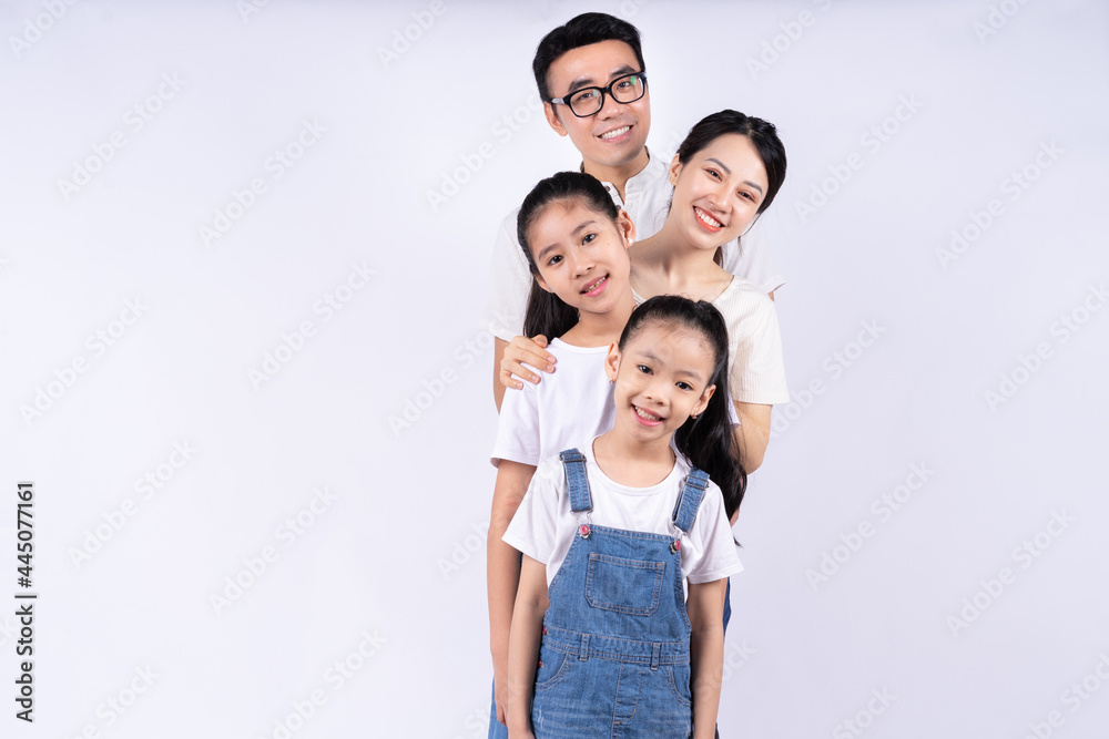 Portrait of Asian family on white background Portrait of Asian family on white background