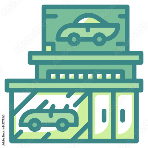 showroom blue line icon