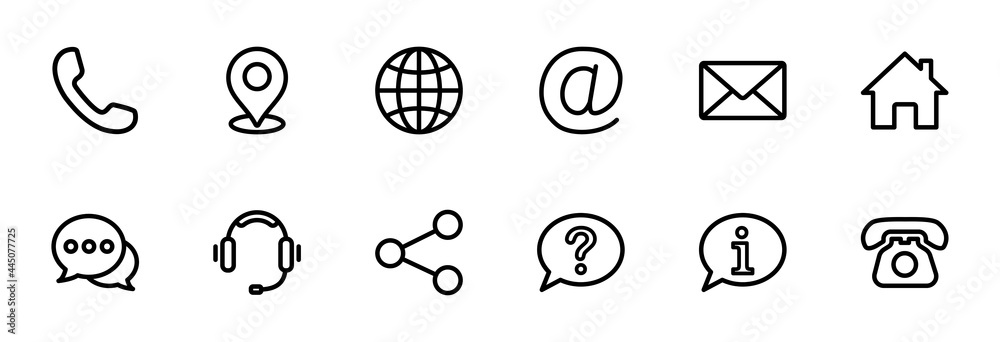 Contact us icon set. Web icon set. Website set icon vector