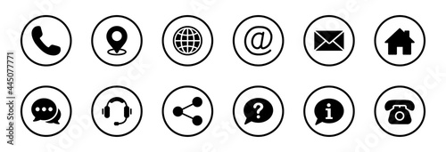 Contact us icon set. Web icon set. Website set icon vector