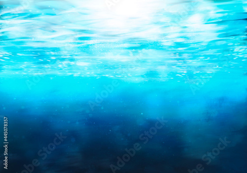 Fototapeta Naklejka Na Ścianę i Meble -  海やプールの水中から見た、キラキラの水面イラスト