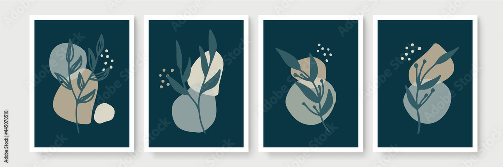 Set of A4 cards with botanical motifs.
