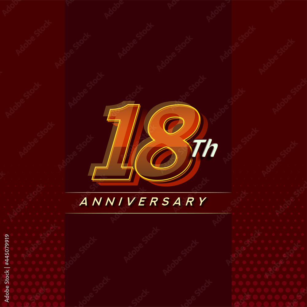 18th anniversary celebration logotype colorful design isolated with elegant background and modern design.