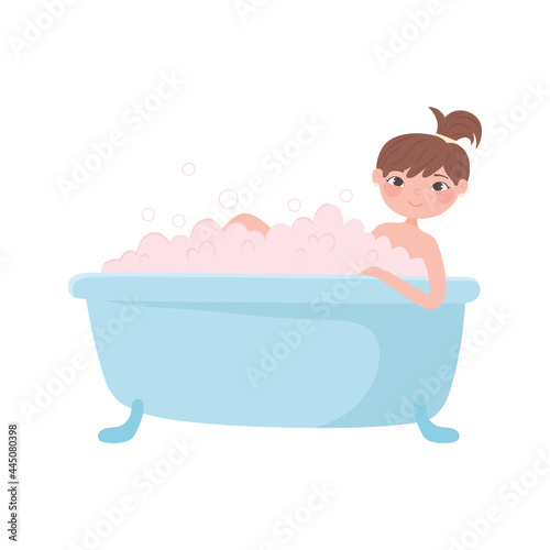 girl taking bath