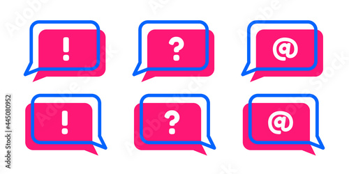 Bubble Text Icon - Amazing flat minimalist line art vector icon of a bubble chats with variety of expressions suitable for website, apps, icon, sign, assets, and illustration in general - Vector Icons