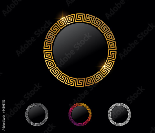 Golden Greek Symbol Circle Vector Sign