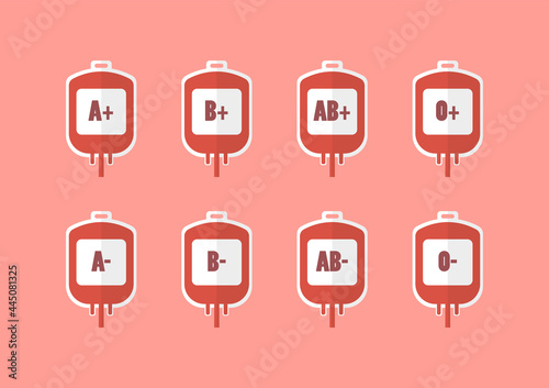 Blood bags with blood types vector illustration