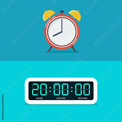Old and digital alarm clocks