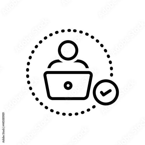 Black line icon for thorough