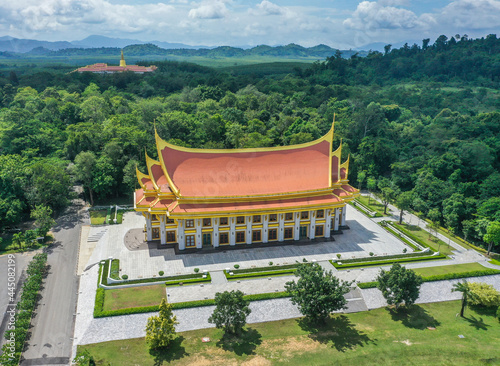 Aerial view of Wat Boonyawad and Wat Boonyawas  in Chon Buri  Thailand