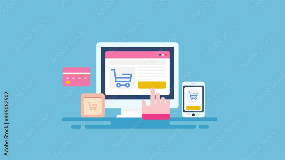 Online shopping concept with smartphone and ecommerce web store on desktop, mobile commerce application, online shopping app, retail digital store sales, online order delivery, credit card payment.